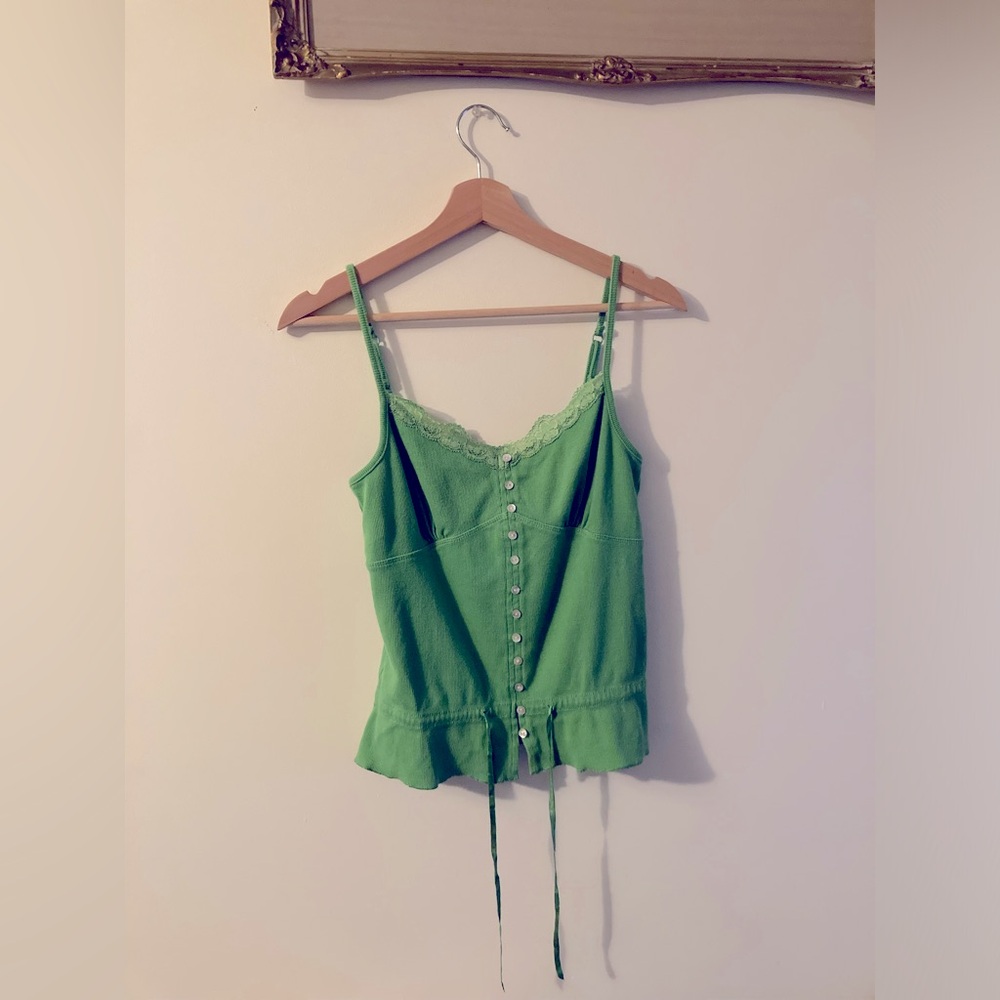 CYC Vintage Y2K Green Tank Top with adjustable straps and waist Size Medium